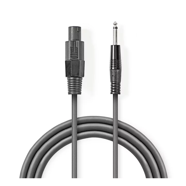 Cablu difuzor 1.5mm SPEAKON 2-pini mama - 6.35 mm tata 5m gri Nedis