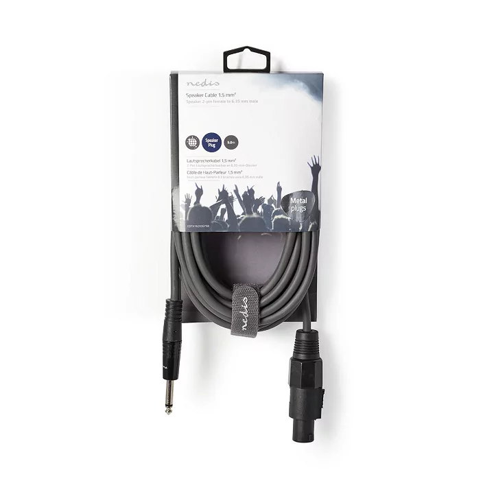 Cablu difuzor 1.5mm SPEAKON 2-pini mama - 6.35 mm tata 5m gri Nedis