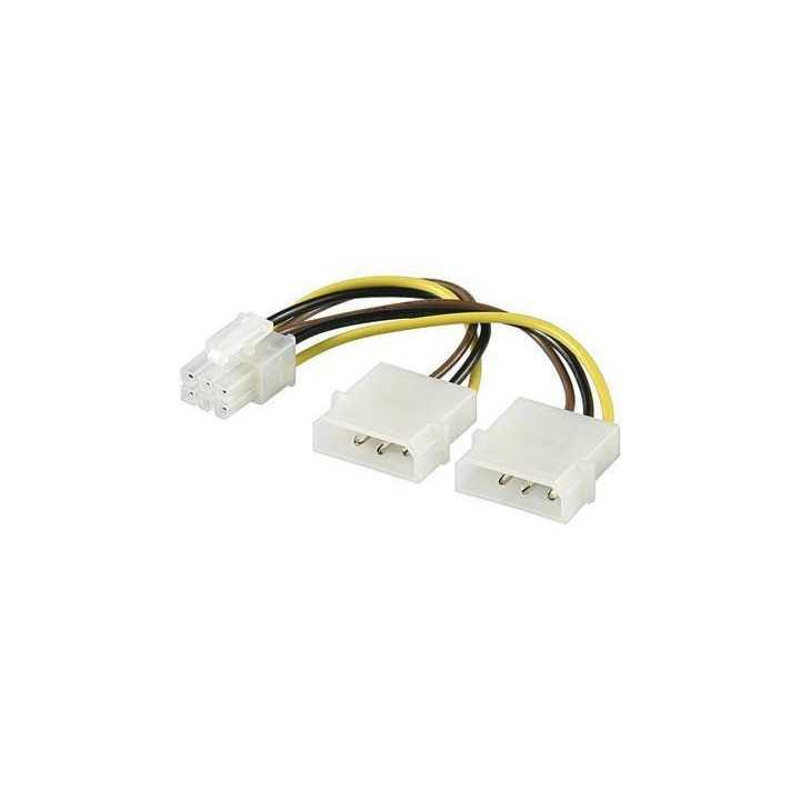 Cablu adaptor 2x Molex 5.25 la P6 PCI Express 6 pini 0.15m Goobay