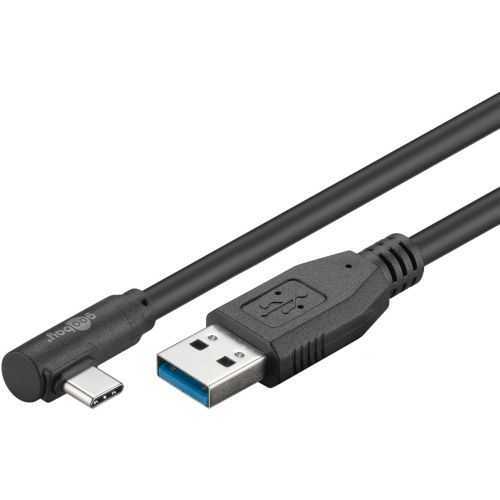 Cablu USB TYPE C tata la USB A 3.0 tata unghi 90 grade 1m 15W 5Gbps Goobay
