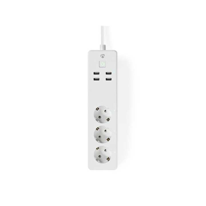Prelungitor Smart WiFi 3 prize schuko 4x USB 1.8m 3680W 16A Nedis