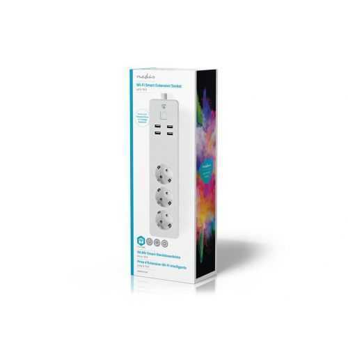 Prelungitor Smart WiFi 3 prize schuko 4x USB 1.8m 3680W 16A Nedis