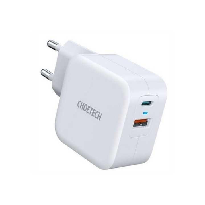 Incarcator retea 1x USB TYPE C PD 38W QC 3.0 1x USB-A alb Choetech PD5002