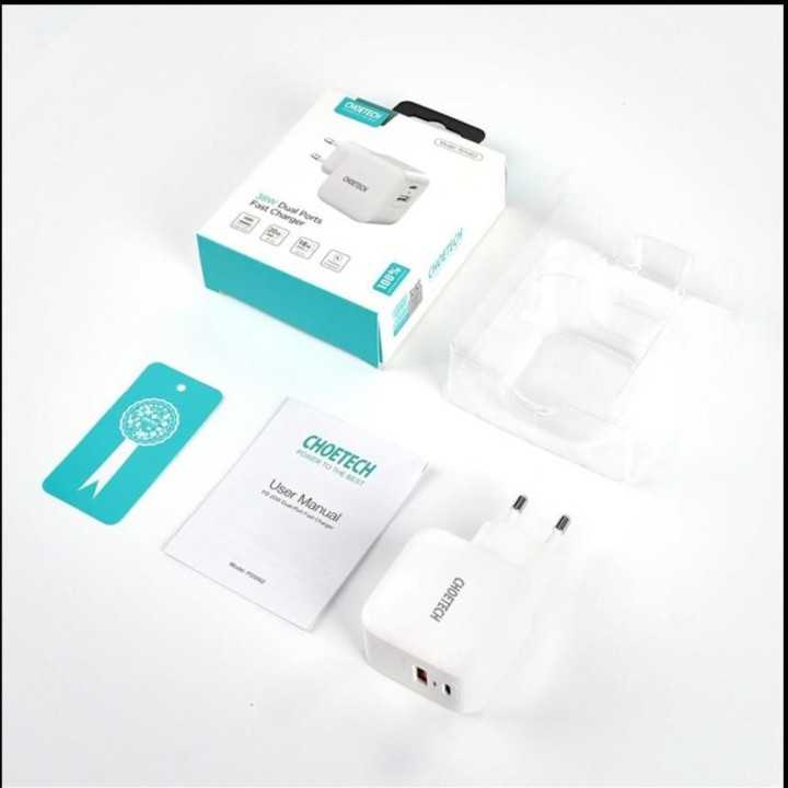 Incarcator retea 1x USB TYPE C PD 38W QC 3.0 1x USB-A alb Choetech PD5002