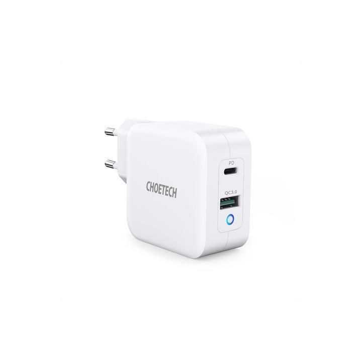 Incarcator retea 1x USB TYPE C PD 65W QC 3.0 1x USB-A alb Choetech PD8002