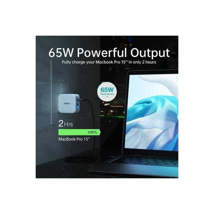 Incarcator retea 1x USB TYPE C PD 65W QC 3.0 1x USB-A alb Choetech PD8002