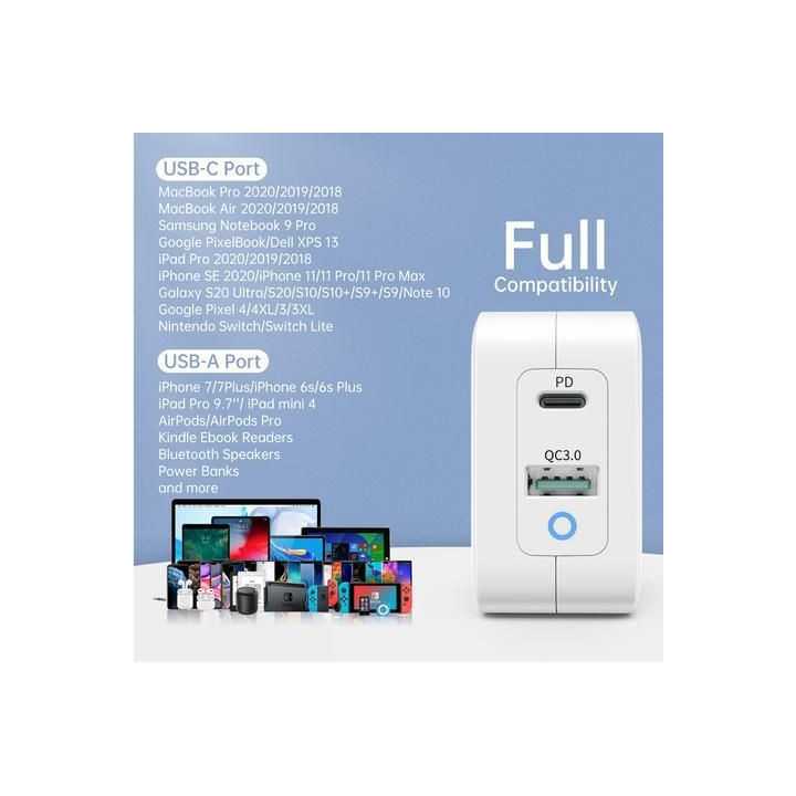 Incarcator retea 1x USB TYPE C PD 65W QC 3.0 1x USB-A alb Choetech PD8002