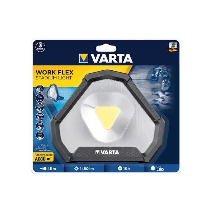 Lanterna LED de lucru Varta 18647 Work Flex Stadium Light reincarcabila 1450lm IP54