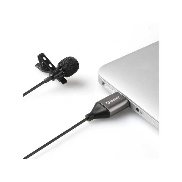 Microfon lavaliera cu clip Sandberg 126-19 USB 2m negru