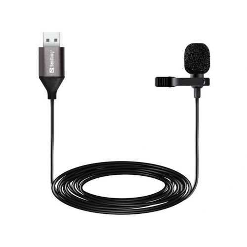Microfon lavaliera cu clip Sandberg 126-19 USB 2m negru