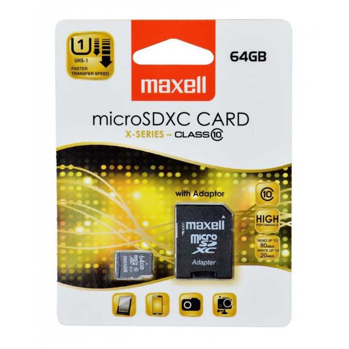 Card Maxell microSDXC 64GB clasa 10 + adaptor SD 83-P120010223-1
