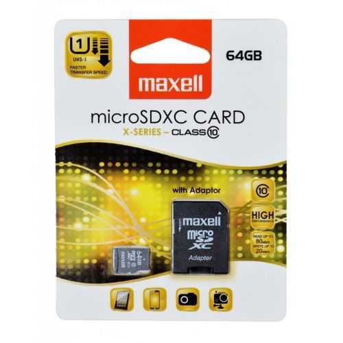 Card Maxell microSDXC 64GB clasa 10 + adaptor SD 83-P120010223-1