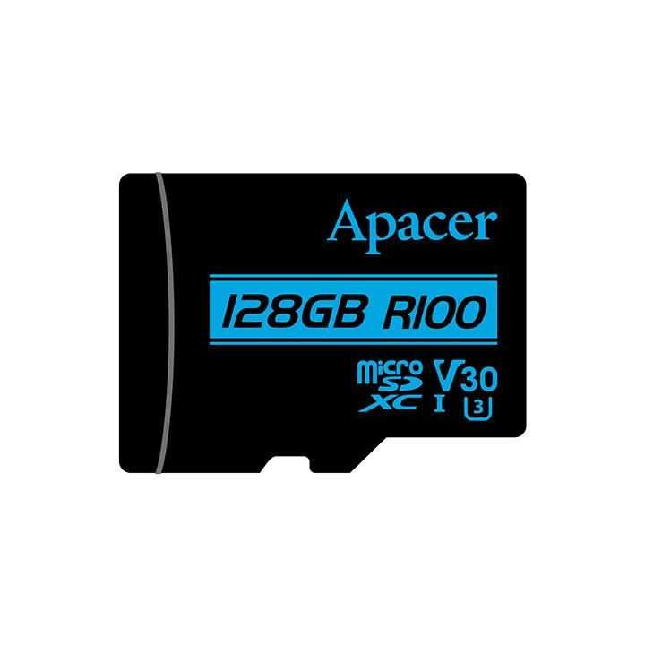 Card microSDXC UHS-I U3 V30 Apacer 128GB R100 Ultra HD Video cu adaptor SD AP128GMCSX10U7-R