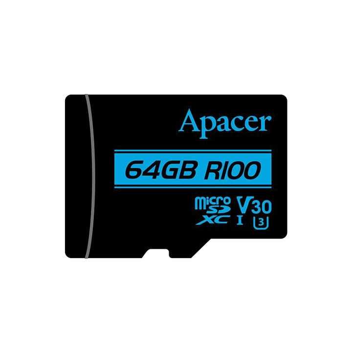 Card microSDXC UHS-I R100 Apacer 64GB clasa10 Ultra HD Video cu adaptor SD AP64GMCSX10U7-R