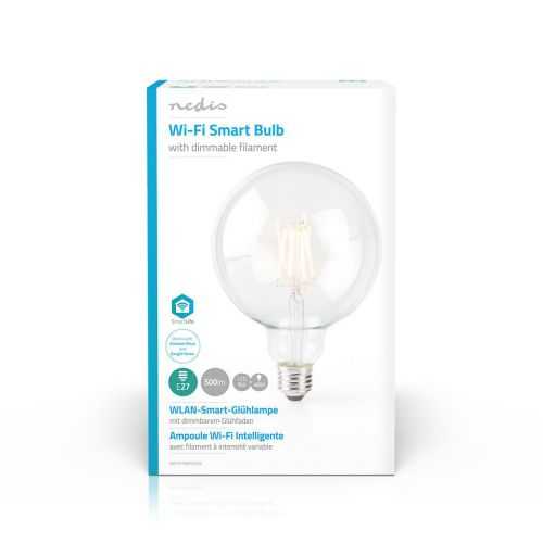 Bec Wi-Fi Smart LED cu filament E27 125mm 5W 500lm 2700K Nedis