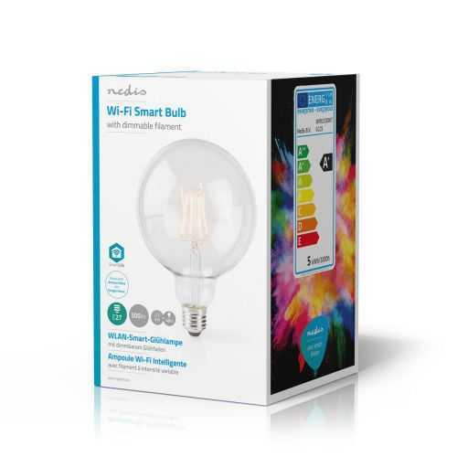 Bec Wi-Fi Smart LED cu filament E27 125mm 5W 500lm 2700K Nedis