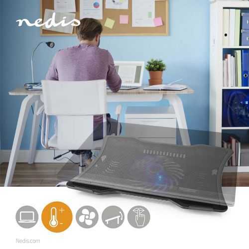 Cooler laptop Nedis 1 ventilator max 17" LED 1x USB negru