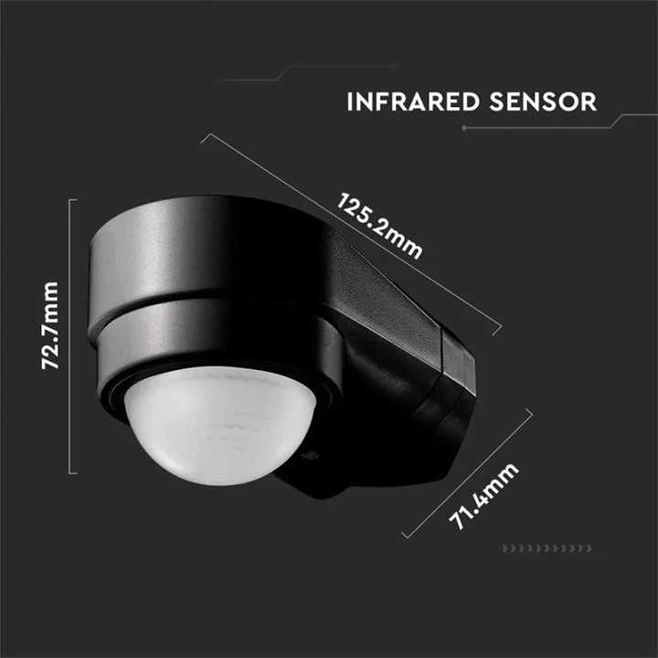 Senzor de miscare pe colt 240 grade 1200W 10m negru V-TAC