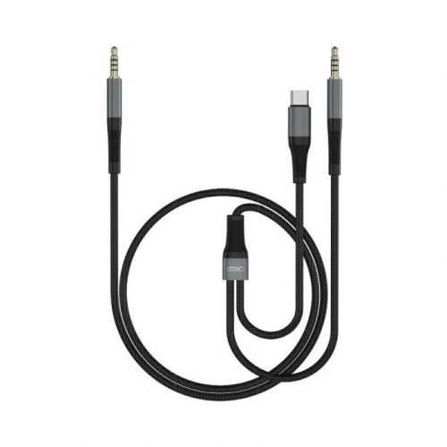 Cablu Jack 3.5 mm - USB type C + Jack 3.5 mm 1m negru XO-NB178B