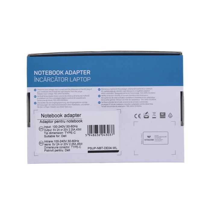 Alimentator pentru laptop Dell 5V/2A 20V/2.25A 45W USB type C Well