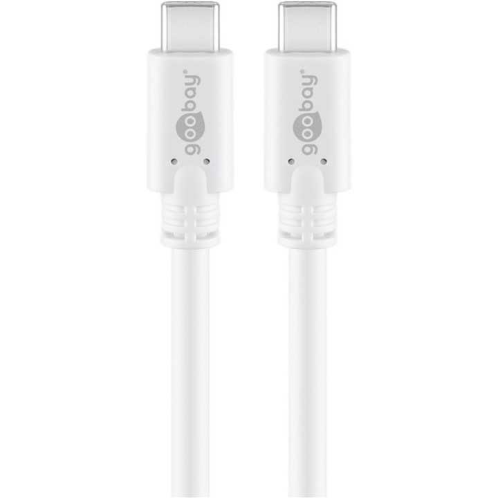 Cablu de incarcare si sincronizare USB type C 3.2 Gen1 tata-tata PD 60W 1m alb Goobay