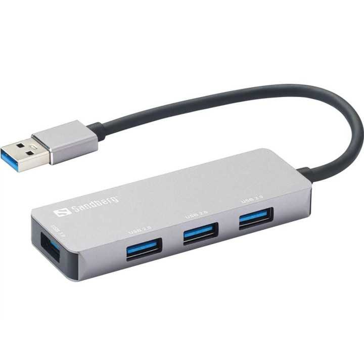 Hub USB 3.0 - 1x USB 3.0 + 3x USB 2.0 aluminiu Sandberg 333-67