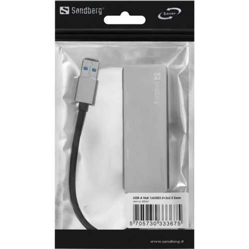 Hub USB 3.0 - 1x USB 3.0 + 3x USB 2.0 aluminiu Sandberg 333-67