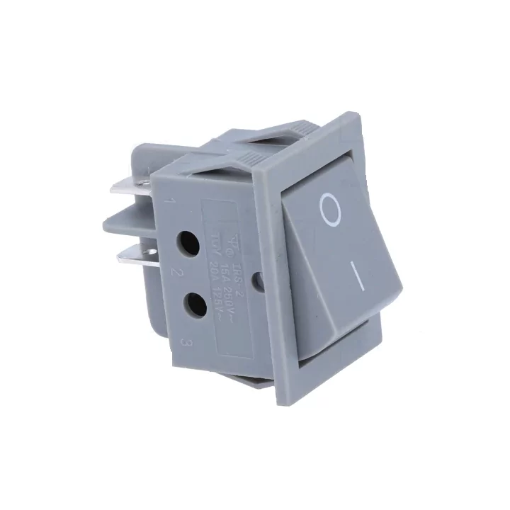 Intrerupator ROCKER DPST 2 Pozitii 4 pini OFF-ON 15A 250VAC cu retinere gri Ninigi RS2013A3GR/GR