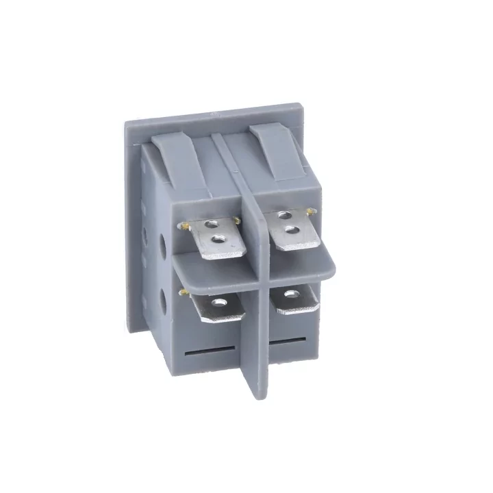 Intrerupator ROCKER DPST 2 Pozitii 4 pini OFF-ON 15A 250VAC cu retinere gri Ninigi RS2013A3GR/GR