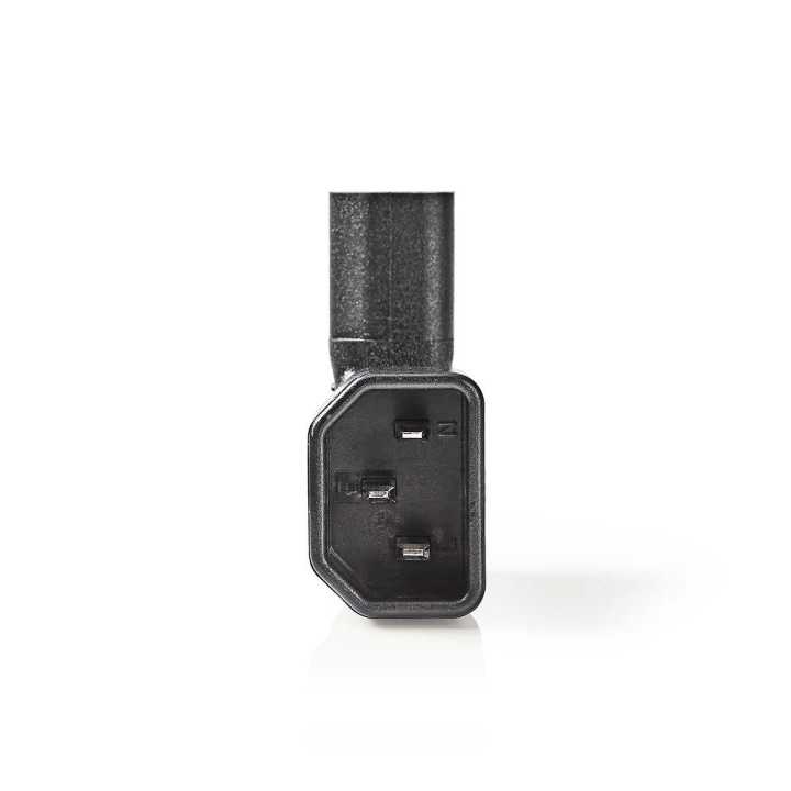 Adaptor conector alimentare IEC-320-C13 mama - IEC-320-C14 tata la 90 grade negru Nedis