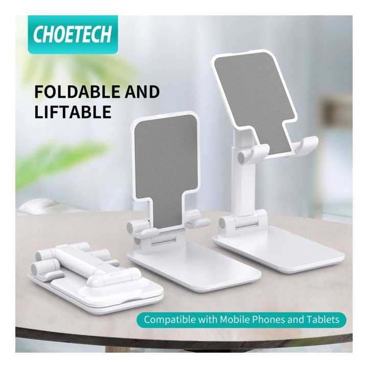 Suport reglabil de birou pentru telefon si tableta alb Choetech H88-WH-HW