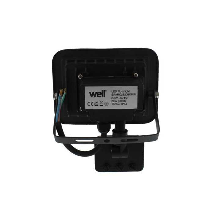 Proiector LED cu senzor 20W 1600lm IP44 4000K negru Well