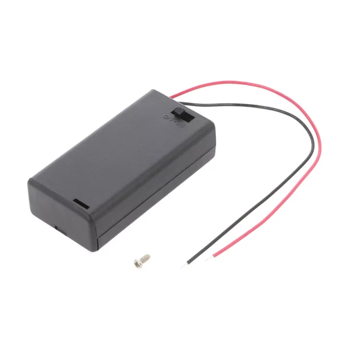 Suport baterii 2x AA R6 cu cabluri si comutator COMF SBH-321-3AS