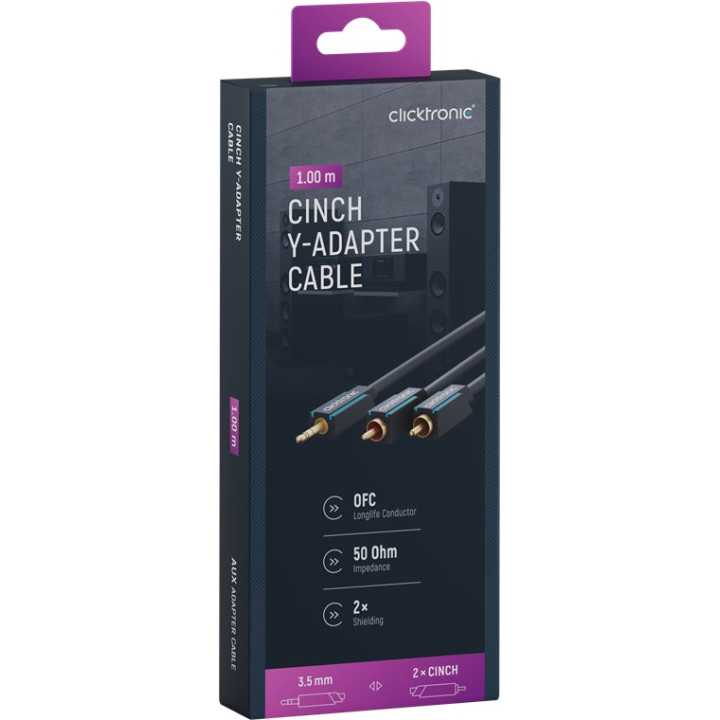 Cablu Profesional audio Jack 3.5 mm - 2x RCA 1m cupru OFC Clicktronic 70465