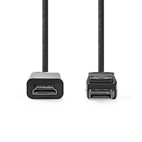 Cablu DisplayPort v1.2 tata - HDMI tata 4K 30Hz 2m negru Nedis CCGB37100BK20