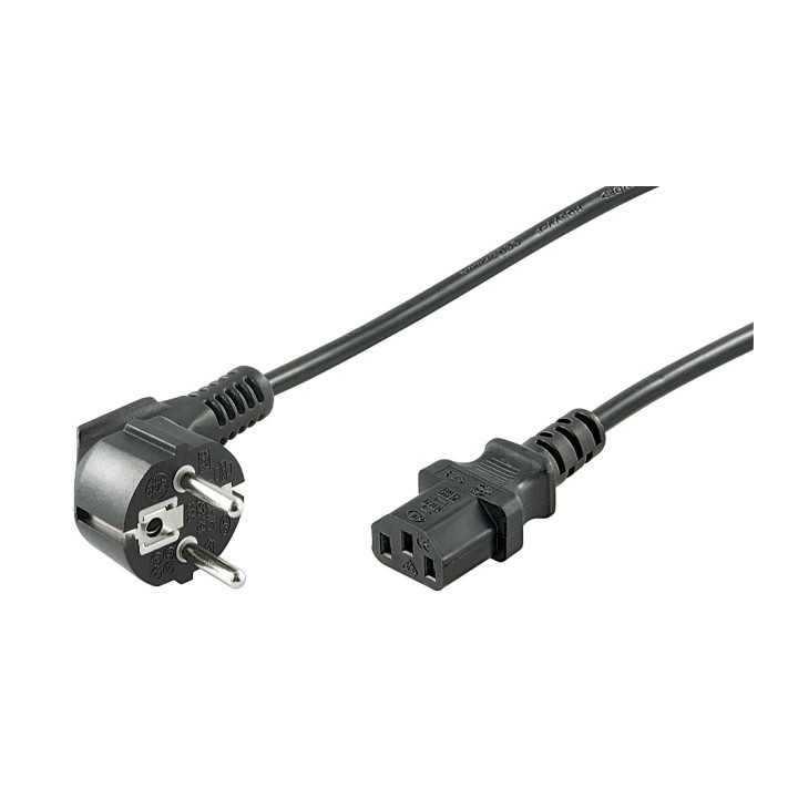 Cablu alimentare PC 20m CEE 7/7 tata 90 la IEC320-C13 mama negru H03VV-F3G 0.75mm cupru 10A