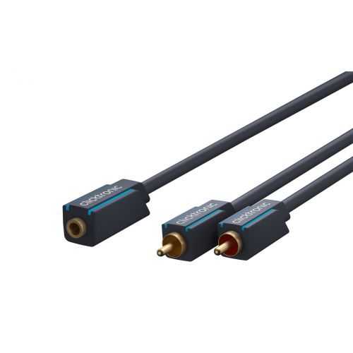 Cablu adaptor Profesional Jack 3.5 mm mama - 2x RCA tata OFC cupru 10cm dublu ecranat aurit Clicktronic 70493