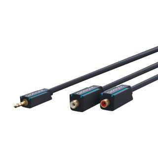Cablu adaptor Profesional Jack 3.5 mm tata - 2x RCA mama OFC cupru 10cm dublu ecranat aurit Clicktronic 70492