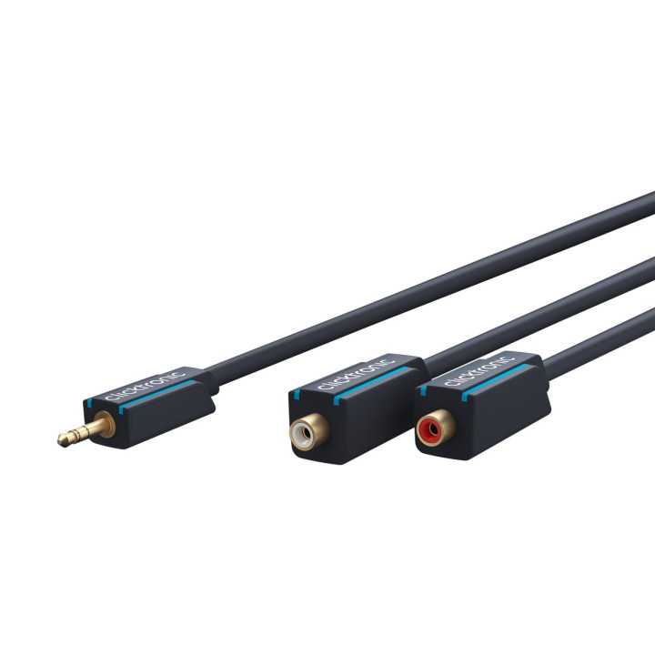 Cablu adaptor Profesional Jack 3.5 mm tata - 2x RCA mama OFC cupru 10cm dublu ecranat aurit Clicktronic 70492