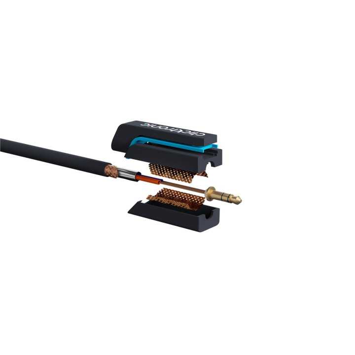 Cablu adaptor Profesional Jack 3.5 mm tata - 2x RCA mama OFC cupru 10cm dublu ecranat aurit Clicktronic 70492