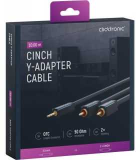 Cablu audio Profesional Jack 3.5 mm - 2x RCA 10m 50ohm OFC cupru dublu ecaranat fara oxigen AWG23 Clicktronic 70471