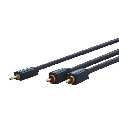 Cablu audio Profesional Jack 3.5 mm - 2x RCA 7.5m 50ohm OFC cupru dublu ecaranat fara oxigen AWG23 Clicktronic 70470