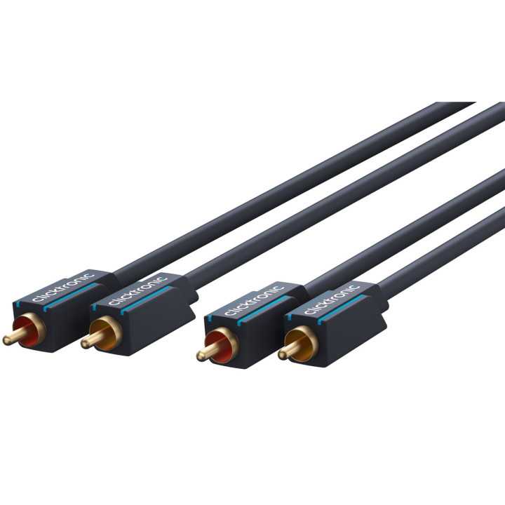 Cablu Profesional 2x RCA - 2x RCA 15m OFC cupru dublu ecaranat aurit Clicktronic 70385