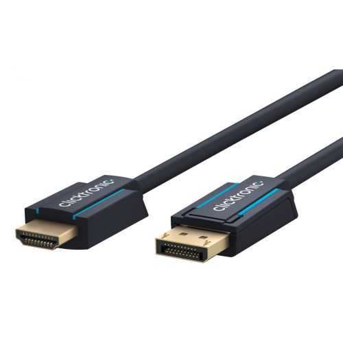 Cablu Profesional Clicktronic DisplayPort la HDMI 10m aurit v2.0 4K 60Hz 10.2Gbit/s AWG26 44927