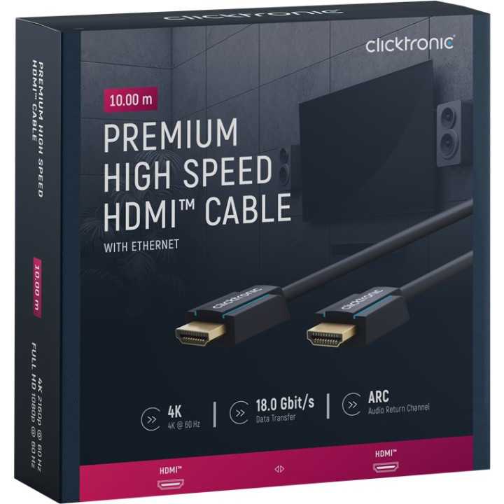 Cablu Profesional HDMI - HDMI 10m Ultra HD 4K 60Hz cu Ethernet OFC AWG24 aurit Clicktronic 70307