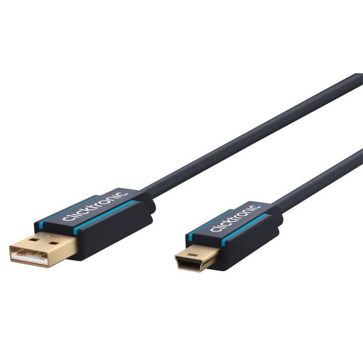 Cablu Profesional 3m mini USB 2.0 - USB Hi-Speed 480Mbit/s OFC cupru fara oxigen aurit Clicktronic 70128