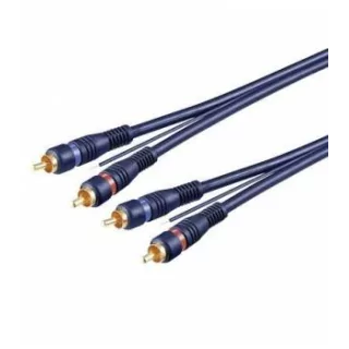 Cablu 2x RCA 3m cu remote OFC dublu ecranat albastru Goobay