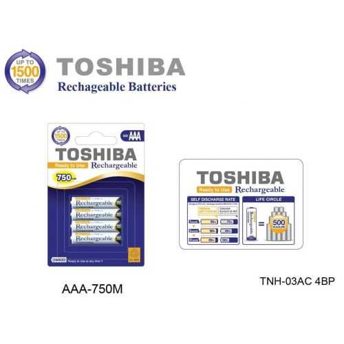 Set 4 acumulatori TOSHIBA NI-MH AAA 750mAh 1.2V Ready to Use TNH-03AC 4BP