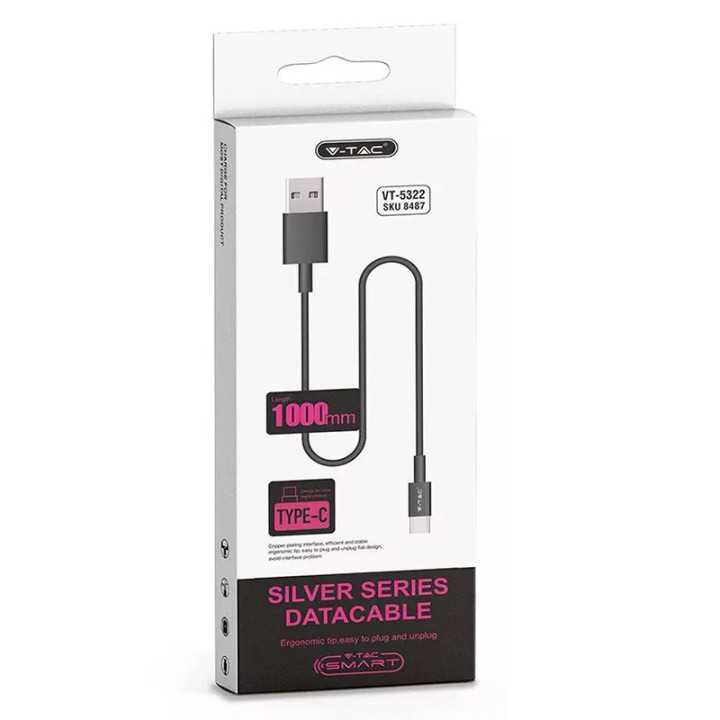 Cablu Type C 1m SILVER EDITON negru V-TAC