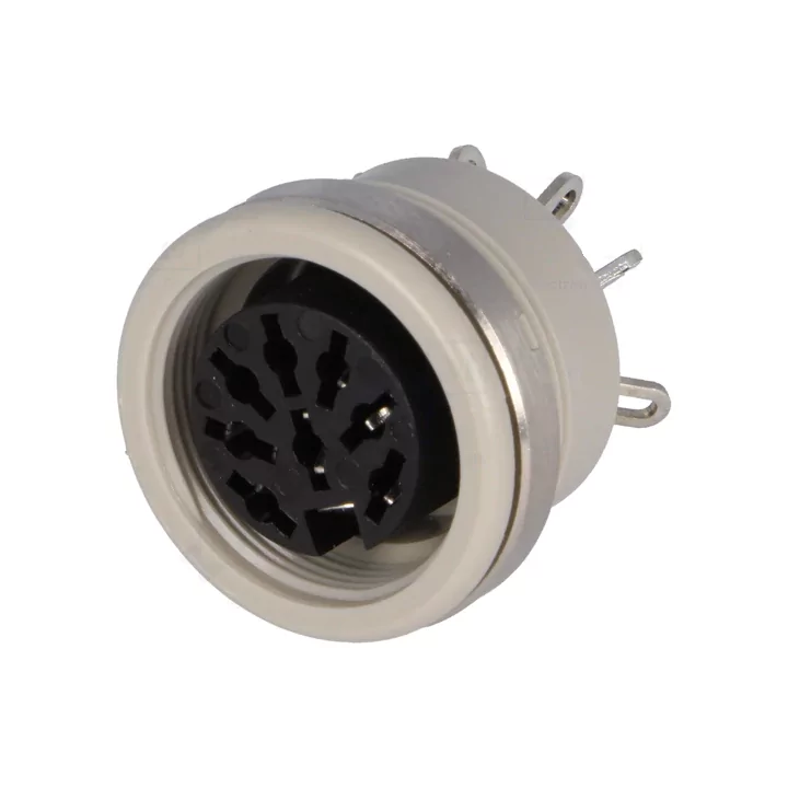 Soclu DIN 8 pini mama 262 grade lipire cu piulita din spate montare pe panou HIRSCHMANN 930537517 MAB 8100 S